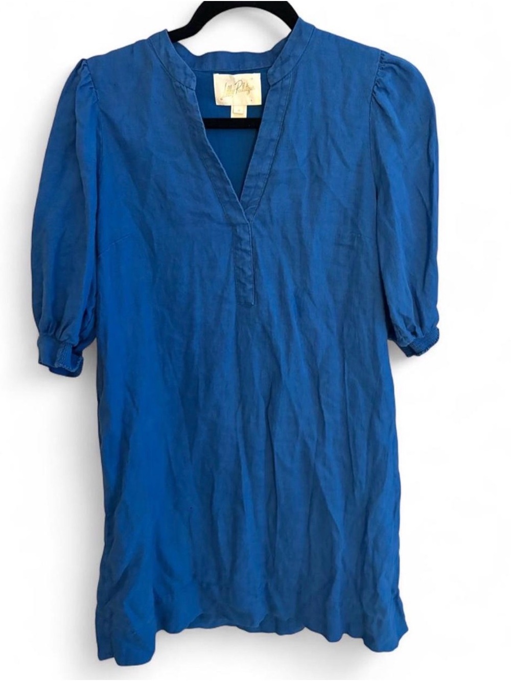 Lilly Pulitzer Cobalt Blue V-Neck Puff Sleeve Tunic Top